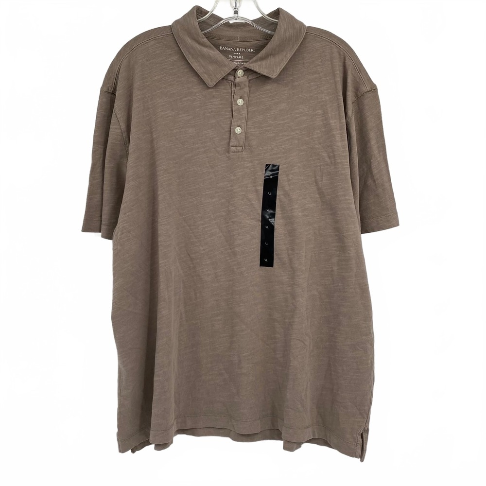 Banana Republic Brown Short Sleeve Polo Shirt | Men’s XL, Cotton